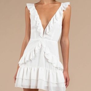 TOBI: White Ruffled Mini Dress